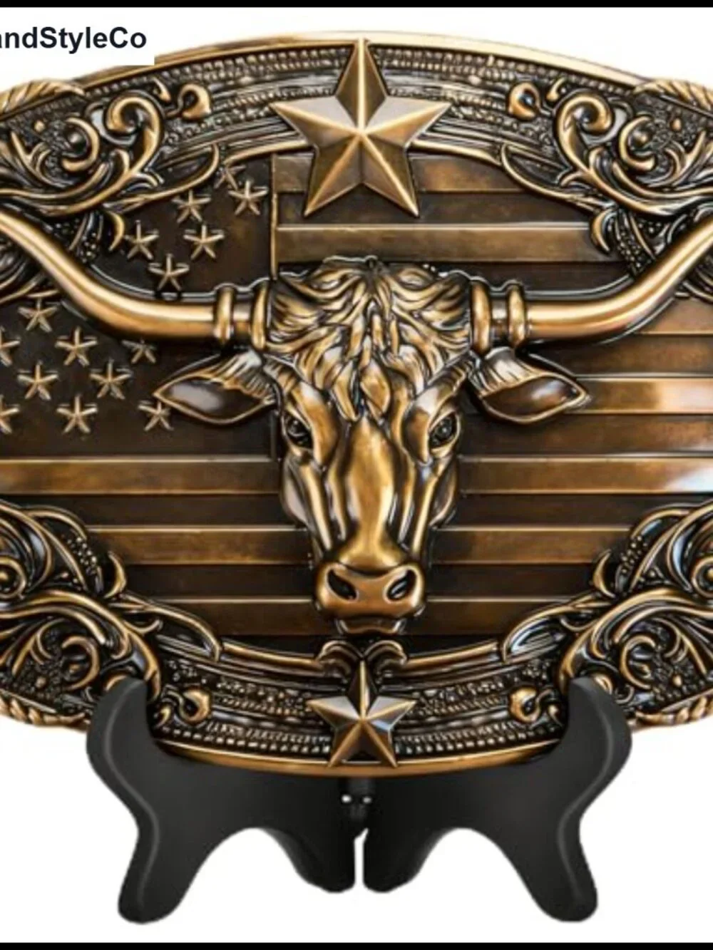 Texas Longhorn Bull Cowboy Belt Buckle Zinc Alloy, USA Flag